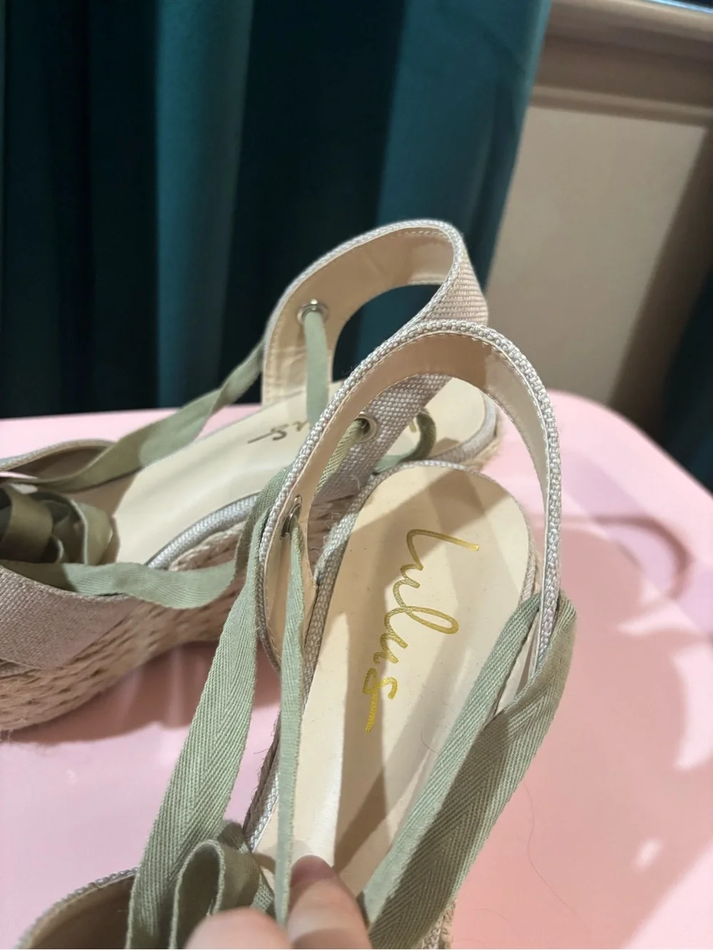Lulu's Natural Woven Espadrille Wrap Wedge Sandals